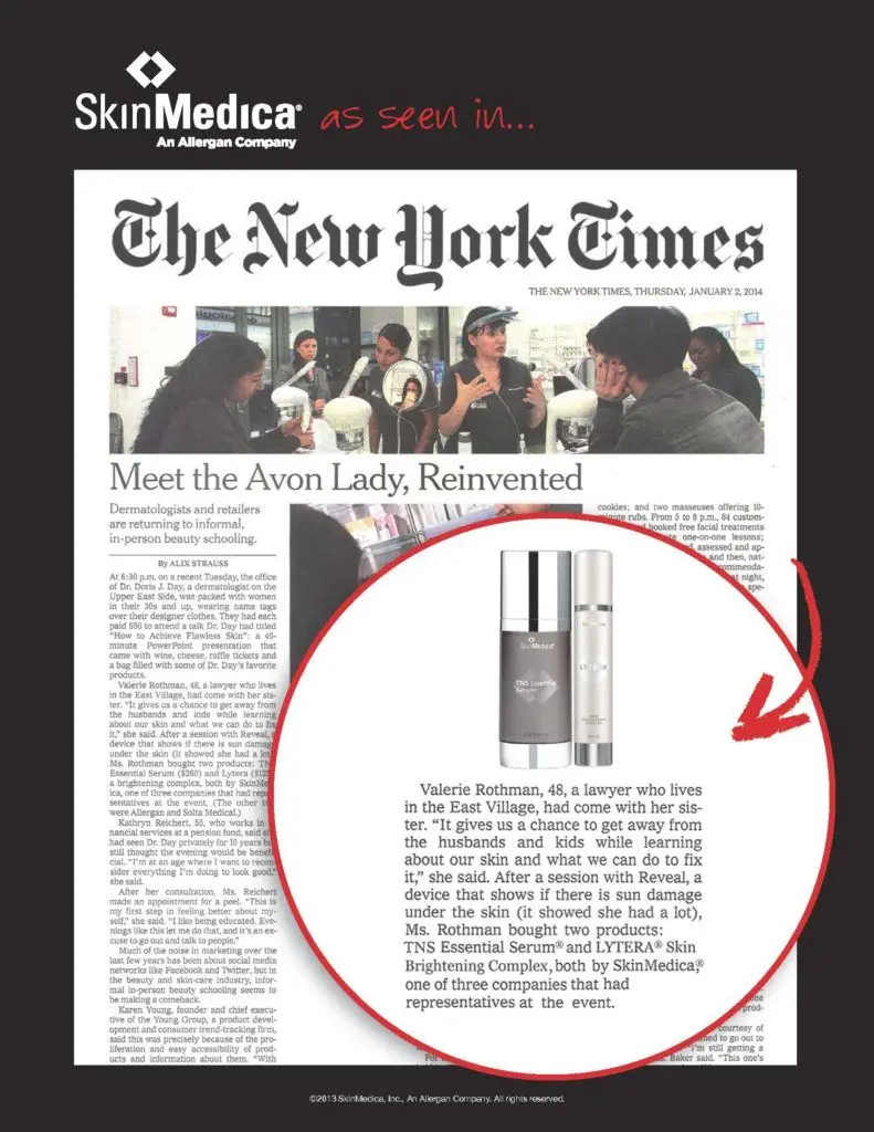 SkinMedica product feature in the New York Times